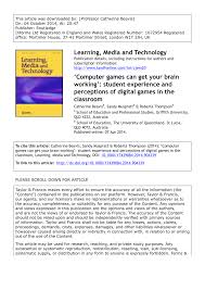 Check spelling or type a new query. Pdf Computer Games Can Get Your Brain Working Student Experience And Perceptions Of Digital Games In The Classroom