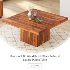 brocton solid wood modern rustic block pedestal square dining table dining table live edge dining table square dining tables