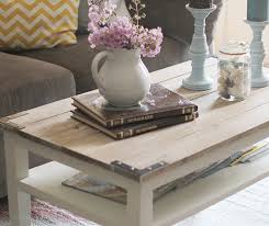 Traditional farmhouse baluster style legs hold up a reclaimed new zealand pine top with a rustic plank design. 15 Easy Farmhouse Style Diy Coffee Table