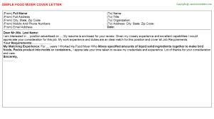Food Mixer Cover Letter