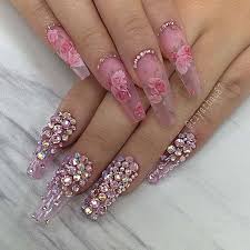 First, you will paint your nails with a light pink nail color. 23 Glitzy Nails With Diamonds We Can T Stop Looking At Stayglam