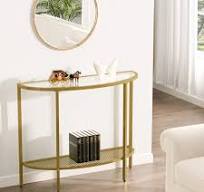 Amazon.com: SAYGOER Mesa consola de cristal de media luna ...