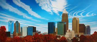 Lindsay jones is an oil painter who focuses on landscape and abstract painting and is a member of studio 117, a local art studio and workshop based in charlotte. Local Artist David French Illuminates The Personality Of Charlotte With Paintings Of Urban Scenes And Landmarks From A Painting French Artwork Skyline Painting
