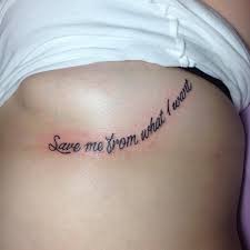 Fashioned as an ambigram (displaying different messages from different perspectives), the script inked just above her knee reads i'm fine to those looking at miles. Age Tattoos Save Me From What I Want Thanks Hisabottt My