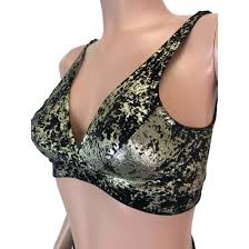 Gunmetal On Black Gilded Velvet Metallic Bralette Peridot Clothing