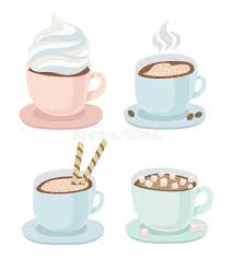 Coffee with whipped cream clipart. Set Of A Cup With Saucer Of Hot Coffee Or Chocolate With Whipped Cream Drawing Of Heart Wafer Small Marshmallow Cookies Steam Stock Illustration Illustration Of Cocoa Drink 114801178