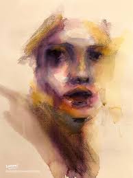 Charcoal and watercolor portrait.