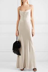 White Whiteley Silk Satin Gown Galvan Silk Dress Long Satin Dress Long Satin Gown