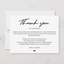 Modern Typography Bridal Virtual Shower Thank You Zazzle Com In 2020 Virtual Shower Thank You Card Wording Invitation Kits