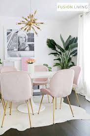 Fusion Living Luxurious Blush Pink Velvet Dining Chair With Black Metal Legs Dining Room Small Pink Dining Rooms Pink Dining Chairs