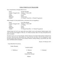 Berikut ini cuplikan salinan contoh surat pernyataan perceraian untuk keperluan anda. Contoh Surat Nikah Siri Resmi Dunia Belajar