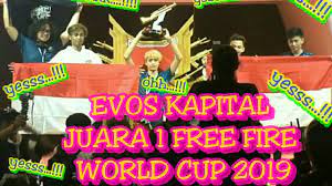 Salip world lol, ffws 2021 pecahkan rekor dengan raih 5,4 juta penonton. Detik Detik Evos Kapital Juara 1 Free Fire World Cup 2019 Youtube
