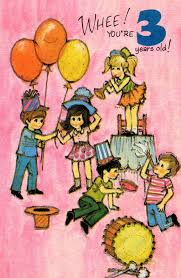 Birthday Card For 3 Year Old Boy Birthday Card For Child Three 3 Year Old Vintage 1960 39 S Boy Girl Party Balloon Vintage Birthday Cards Free Happy Birthday Cards Vintage Greeting Cards