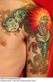 Spark Plug Tattoo On A Man S Shoulder Half Sleeve Tattoos Designs Tattoo Sleeve Designs Arm Tattoos For Guys
