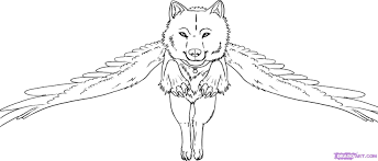 Mystical Fantasy Leaping Wolf Drawing With Wings Outline Tattoo Wolf Eye Drawing Cool Drawings Drawings