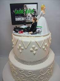 Game Over Gamer Funny Wedding Cake Topper Video Game Gaming Junkie Addict Rehearsal Groom S Bride Veil Groom White Xbox Tv Custom Funny Wedding Cakes Funny Wedding Cake Toppers Wedding Cake Toppers