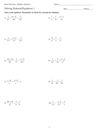 Solving Rational Equations Worksheet Algebra 2 Answers Tessshebaylo