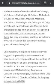 Most common surnames starting with c. Gretchen Mcculloch On Twitter All Of The People With Mc And Mac Surnames Liking This Tweet You Get Me