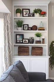 Styled Family Room Bookshelves Bookshelves In Living Room Shelf Decor Living Room Living Room Shelves