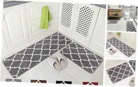 Shop now for the perfect grey kitchen rug! Carvapet 3 Pieces Moroccan Trellis Non Slip Kitchen Rug Set Throw Rugs Doormat Runner Carpet Set For Entryway Grey Home Kitchen Surclima Home Decor