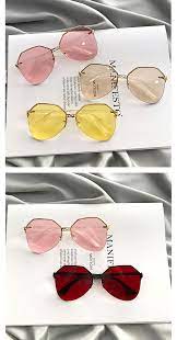 小 顔 用個性的ハーフリム薄いカラーレンズサングラスめがねナイロール サングラス アクセサリー カラー