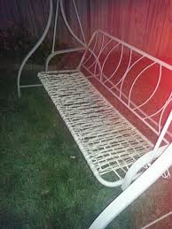 Fixed My Swing Fabric Was Old And Fell Apart I Weaved This Macrame Roping To Fix The Seat Part The Cushions Go O Diy Porch Swing Patio Swing Outdoor Swing