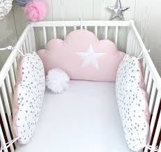 tour de lit bebe 60cm large 3 coussins nuages ton rose pale et blanc a etoiles grises tour de lit bebe lit bebe tour de lit