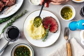Traditional french chateaubriand is served with a red wine sauce, but the sauce for this beef tenderloin recipe is a recreation of a creamy green peppercorn sauce i loved from a local steakhouse. Beef Tenderloin With A Giant Sauce Board I Am A Food Blog