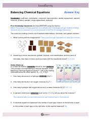 Just remember to start with. Balancingchemequationsse Key 1 1 Balancing Chemical Equations Answer Key Vocabulary Coefficient Combination Compound Decomposition Double Course Hero