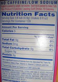 Sodium, na, 0.00 mg, 0 % . Crystal Light Nutrition Facts Label Pensandpieces