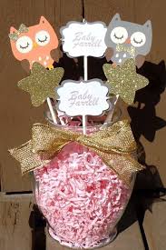 Owl Baby Shower Centerpiece Peach Owl Gray Owl By Jscraftdesigns Owl Baby Shower Baby Shower Centerpieces Baby Shower