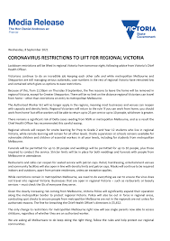 Covid restrictions easing lockdown will be lifted in parts of regional victoria from 11.59pm thursday, 9 september. Ziqhhlfigcoanm