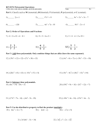 Did you know that polynomials are used in every walk of life the main objective of this set of worksheets is to introduce polynomials and assist students in. Polynomials Worksheet 1