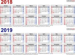 2018 2019 Calendar Free Printable Two Year Pdf Calendars Calendar Template Printable Calendar Template Calendar Printables