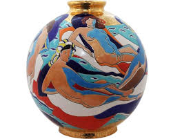 Olympe Et La Ronde Du Bain Dessin Du Peintre Joel Blanc Pour Emaux De Longwy Boule Coloniale Edition Limitee 50 Ex Faience Ceramique Vases