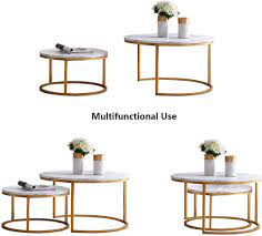 How to style your coffee table. Buy Modern Nesting Coffee Table Marble Look Sofa Side Nest Of Tables Round End Tables Set Of 2 Golden Color Frame With Marble Wood Top 32 24 Table Set Online In Uae B08kvrm7y3