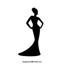 Black And White Silhouette Dress Clipart Woman Silhouette With Elegant Dress Vector Premium Download Woman Silhouette Silhouette Drawing Girl Silhouette