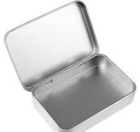 Hinged Lid Rectangular Small Metal Storage Tin Box Silver Portable  Container | eBay