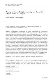 Pdf Ontological Forms Of Religious Meaning And The Conflict Between Science And Religion