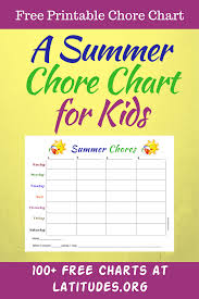 Free Summer Chores Chart Chore Chart Kids Printable Chore