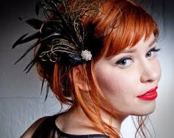 Nanette Black Peacock Feather Hair Clip, Flapper Headpiece, Belle Epoch,  Saloon Girl, Roaring 20s, Great Gatsby