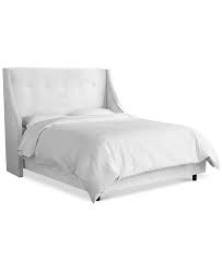 Amolife queen bed frame wingback platform bed/mattress foundation with wood slat support/upholstered square stitch with amolife headboard, dark blue. Skyline Galvez Queen Button Tufted Wingback Bed Reviews Furniture Macy S