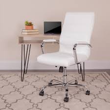 Ema sledge chair with close backrest and arms. Leathersoft Office Chair With Wheels And Arms White Walmart Com Walmart Com