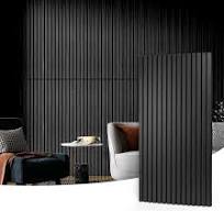 Art3d 2 paneles acústicos de listones de madera para pared y techo, panel  de absorción de sonido acanalado 3D con acabado de madera, negro mate