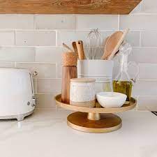 How To Master The Kitchen Counter Oil Tray Daly Digs Kitchen Tray Decor Countertop Decor Kitchen Counter Organization
