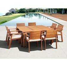 Atlantic Contemporary Lifestyle Nelson 9 Piece Square Eucalyptus Wood Patio Dining Set With Off White Cushions Sc Nelson9sq The Home Depot Dining Sets Modern Modern Patio Patio Decor