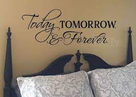 Bright owl tree wall decal. Today Tomorrow Forever Vinyl Wall Decal Master Bedroom Romantic