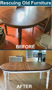 Befre After Rescuing Old Furniture Oval Dining Room Table Refinished To Rustic Modern Farmh Dining Room Table Makeover Diy Kitchen Table Kitchen Table Makeover