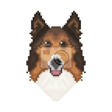 Tete De Chien Collie Dans Un Style Pixel Art Illustration Vectorielle Papier Peint Papiers Peints Myloview Fr