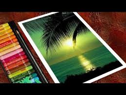 Shop soft pastels, oil pastels, pastel pencils, & more. Green Sunset Scenery Drawing With Oil Pastels For Beginners Step By Step Youtube